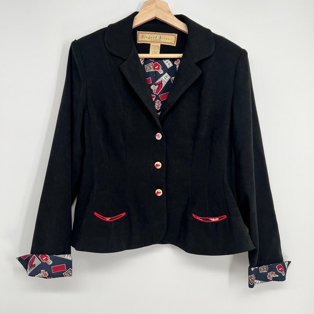 Vtg Desert Diva by Sherry Holt Jacket Womens M Black Faux Suede Western Horse